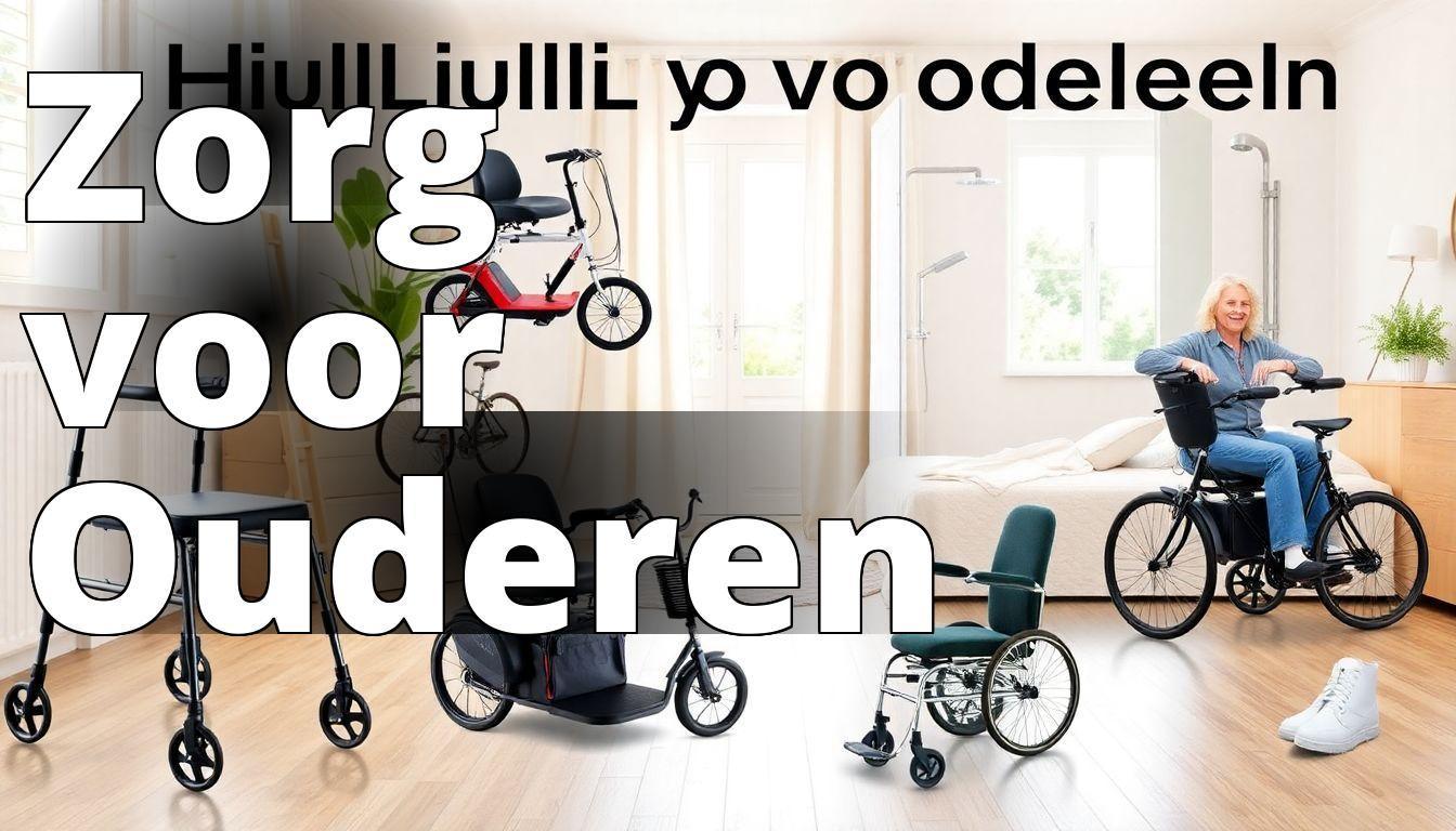 Een collage van de verschillende hulpmiddelen voor ouderen